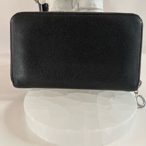 BVLGARI LONG BLACK GRAIN LEATHER WALLET